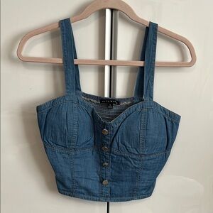 HAUTE MONDE NWOT Denim Blue Cotton Bustier Women's Top, Size L